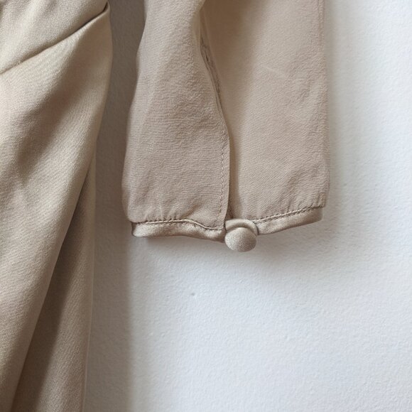 Vintage Cream Dress Sheer Sleeves Midi length Size 10 - Picture 4 of 6